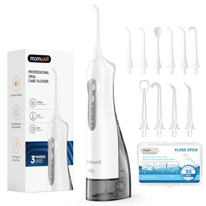 D52 Portable Cordless Water Flosser USB Rechargeable Water Jet Floss Tooth Pick 4 Jet Tip 300ml 3 Modes Teeth Clean for Travel - Urbizia