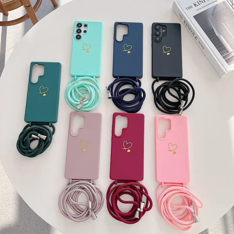 Candy Color Crossbody Lanyard Shockproof Phone Case
