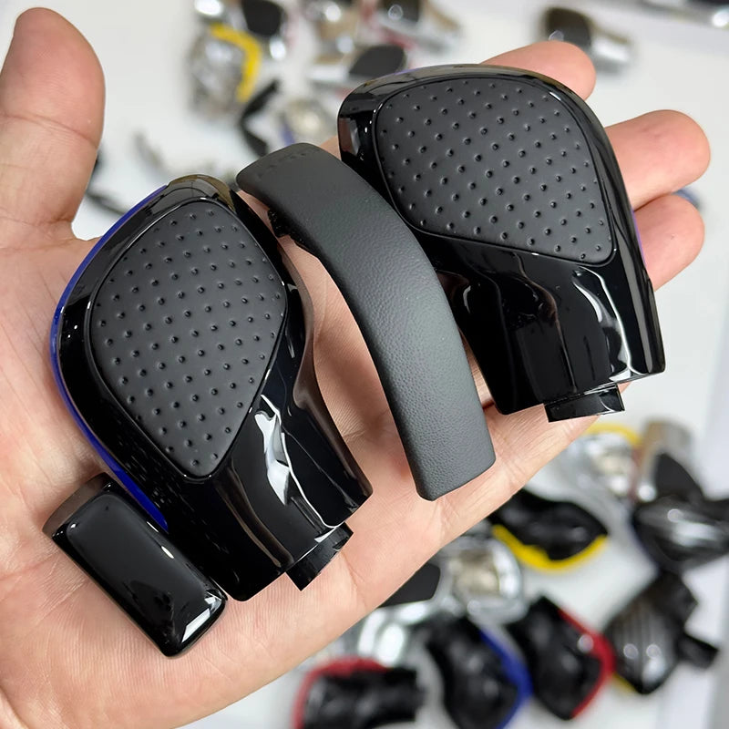 Black Chrome With Suede Leather Gear Shift Knob Side Cover DSG Emblem For VW Golf 6 7 R GTI Passat B7 B8 CC R20 Jetta MK6 GLI