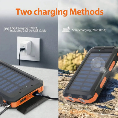 10000mAh Solar Charger Power Bank -Portable Solar Phone Battery Panel Charger, USB Port Battery Pack Charger Portable For All Cell Phones & Electronic Devices- Long Lasting, Travel Camping, LED Flashlight, The Best Gift For F