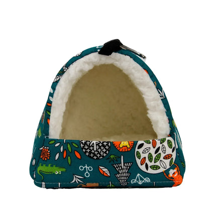 1pc Cute Print Bird Bed Mini Cage Rabbit Squirrel Mat Guinea Pig Nest Hamster House Small Animal Sleeping Bed Pet Hanging Cage - Urbizia