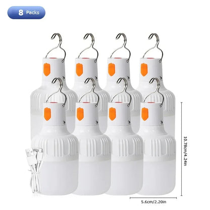 2pcs Rechargeable LED Indoor Outdoor Emergency Hookup Portable Lights with Battery Flashing Lights Barbecue Tent Camping Lights - Urbizia