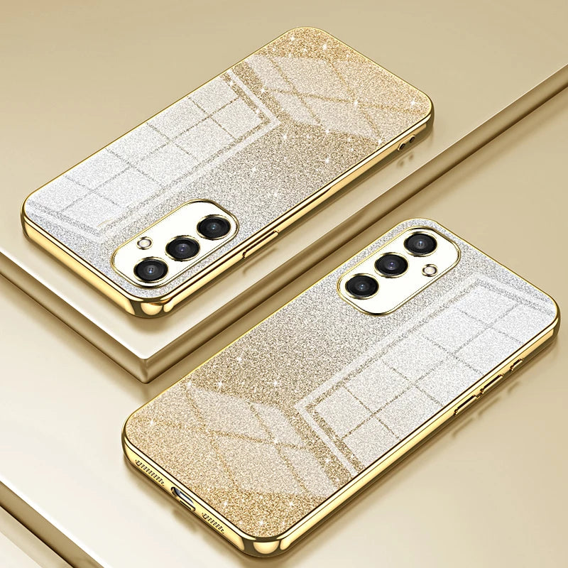 FLYKYLIN Luxury Gradient Glitter Bling Plating Case For Samsung Galaxy S24 S23 S21 Fe S22 Plus Ultra 5G Soft Silicone Back Cover