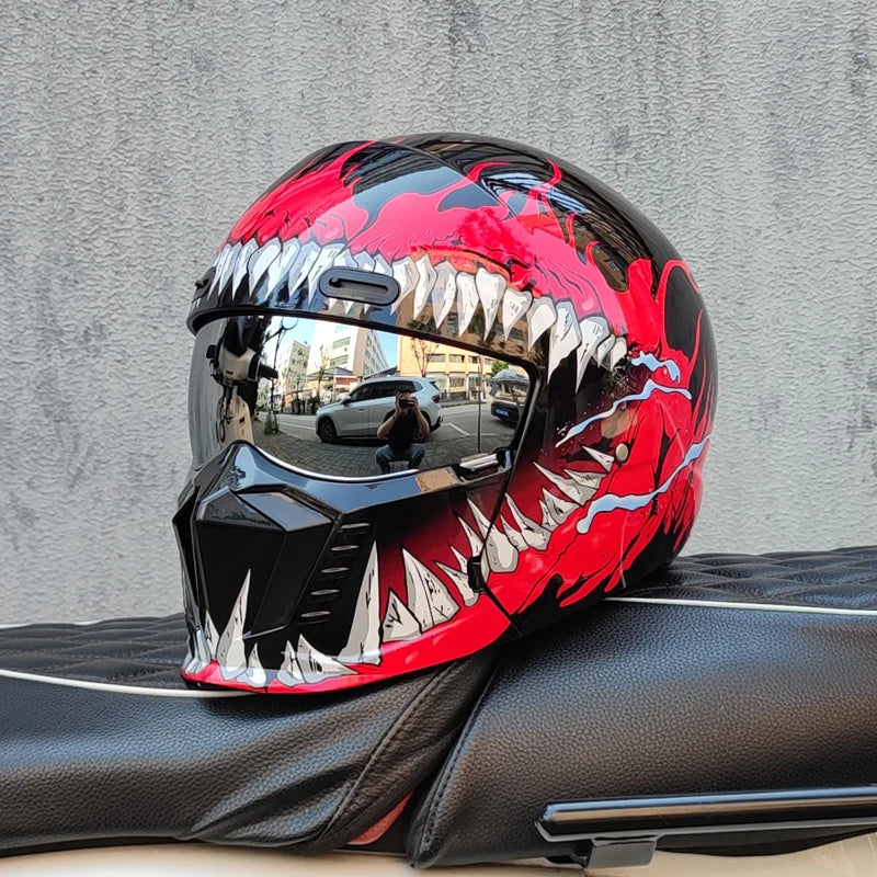 ORZ motorcycle retro helmet cruise men's and women's combination full helmet scorpion helmet reserved Bluetooth headphone slot