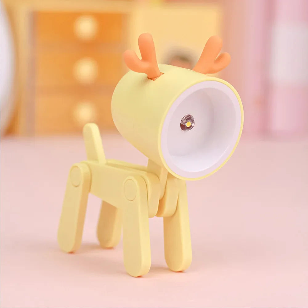LED Night Light Mini Folding Desk Lamp Cute Pet Lights Dog Deer Portable Night Light Student Living Room Decor Gift - Urbizia