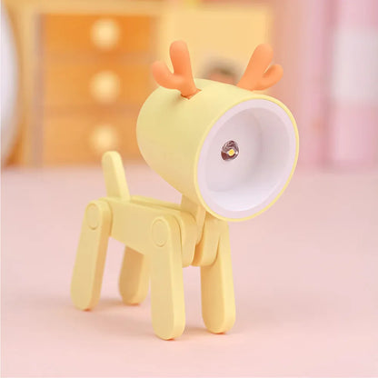 LED Night Light Mini Folding Desk Lamp Cute Pet Lights Dog Deer Portable Night Light Student Living Room Decor Gift - Urbizia
