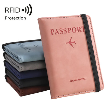 RFID Blocking Passport Holder PU Leather Anti-magnetic Travel Wallet Card Case Travel Accessories 6 Colors Optional