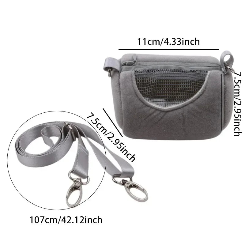 Pet Cage Cross Body Accessories Cylinder Design Soft Practical House Travel Portable Squirrel Visible Mesh Hamster Carrier Bag - Urbizia