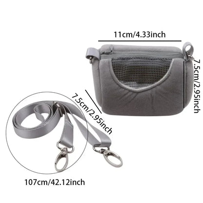 Pet Cage Cross Body Accessories Cylinder Design Soft Practical House Travel Portable Squirrel Visible Mesh Hamster Carrier Bag - Urbizia