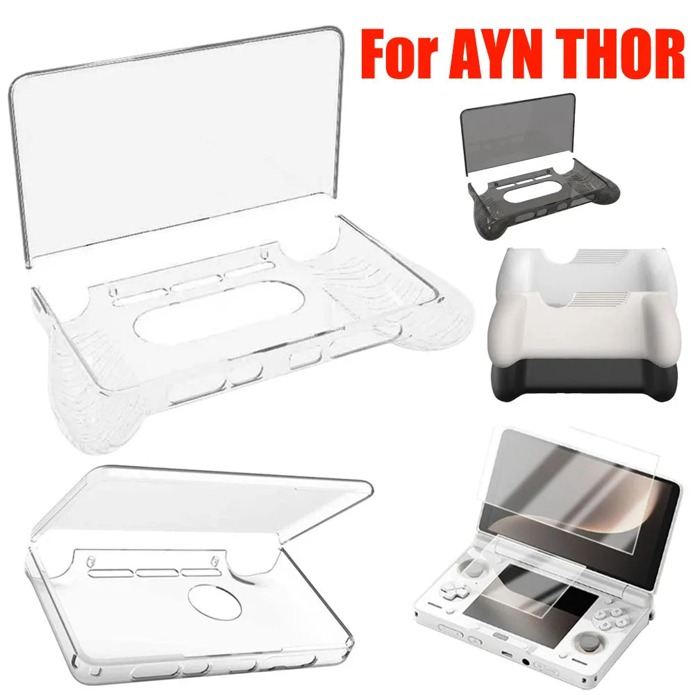 TPU Clear Caes Protective Set For AYN THOR Gaming Accessories Game Console Soft Flip Shell Anti Fall Grip Case Shell Grip Bag
