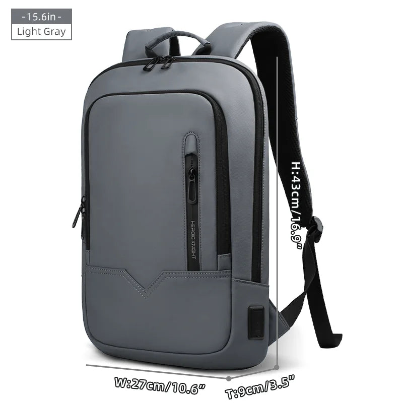 Heroic Knight Thin Male Work Backpack Multifunctional Fashion 15.6 In Laptop Backpack Casual Waterproof Business Travel Daypack