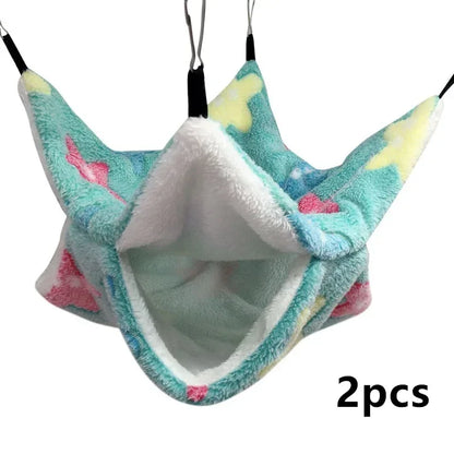 1/2 pcs Hamster Hideout Cage Print Fleece Guinea Pig Sugar Glider Sleeping Bed Rodent Hammock Rat Little House Animals Supplies - Urbizia