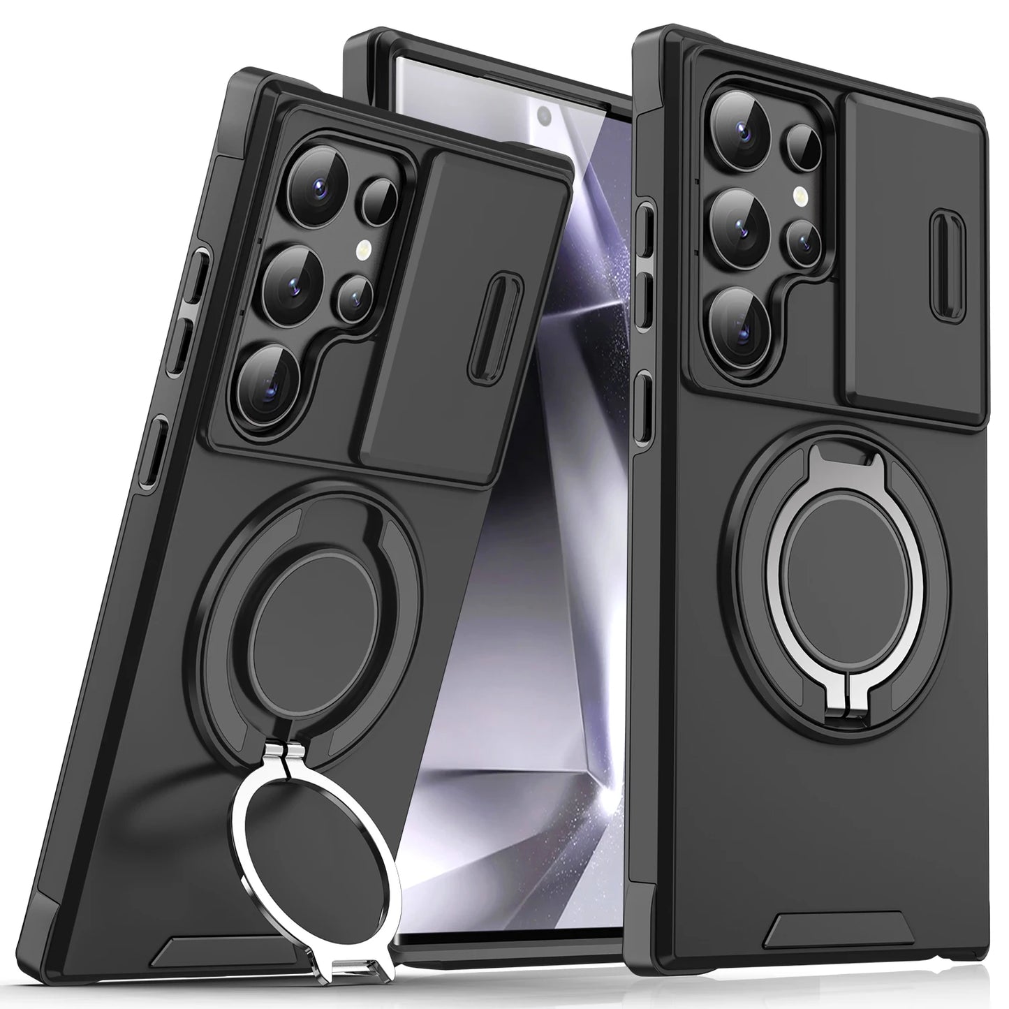 Armor Case for Samsung Galaxy S26 S25 S24 S23 Ultra Plus S25FE S24FE Magnetic Holder Slide Camera Protect Shockproof Back Cover