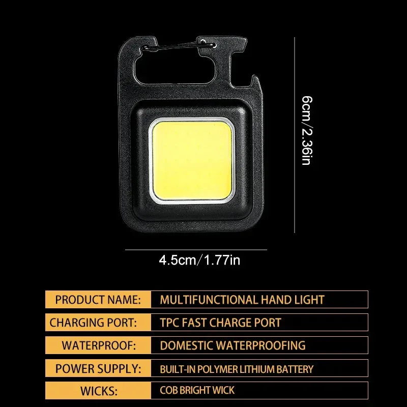 Super Bright MINI COB Keychain Flashlight Charging Lamp Camping Lights with Magnet 3 Lighting Modes for Camping Home - Urbizia