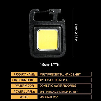 Super Bright MINI COB Keychain Flashlight Charging Lamp Camping Lights with Magnet 3 Lighting Modes for Camping Home - Urbizia
