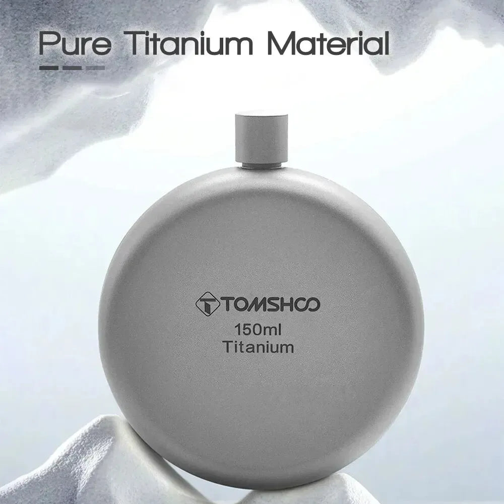 Tomshoo 150ml/180ml Titanium Flask with Funnel Alcohol Whisky Wine Flask for Outdoor Camping Hiking Backpacking Travel Picnic - Urbizia