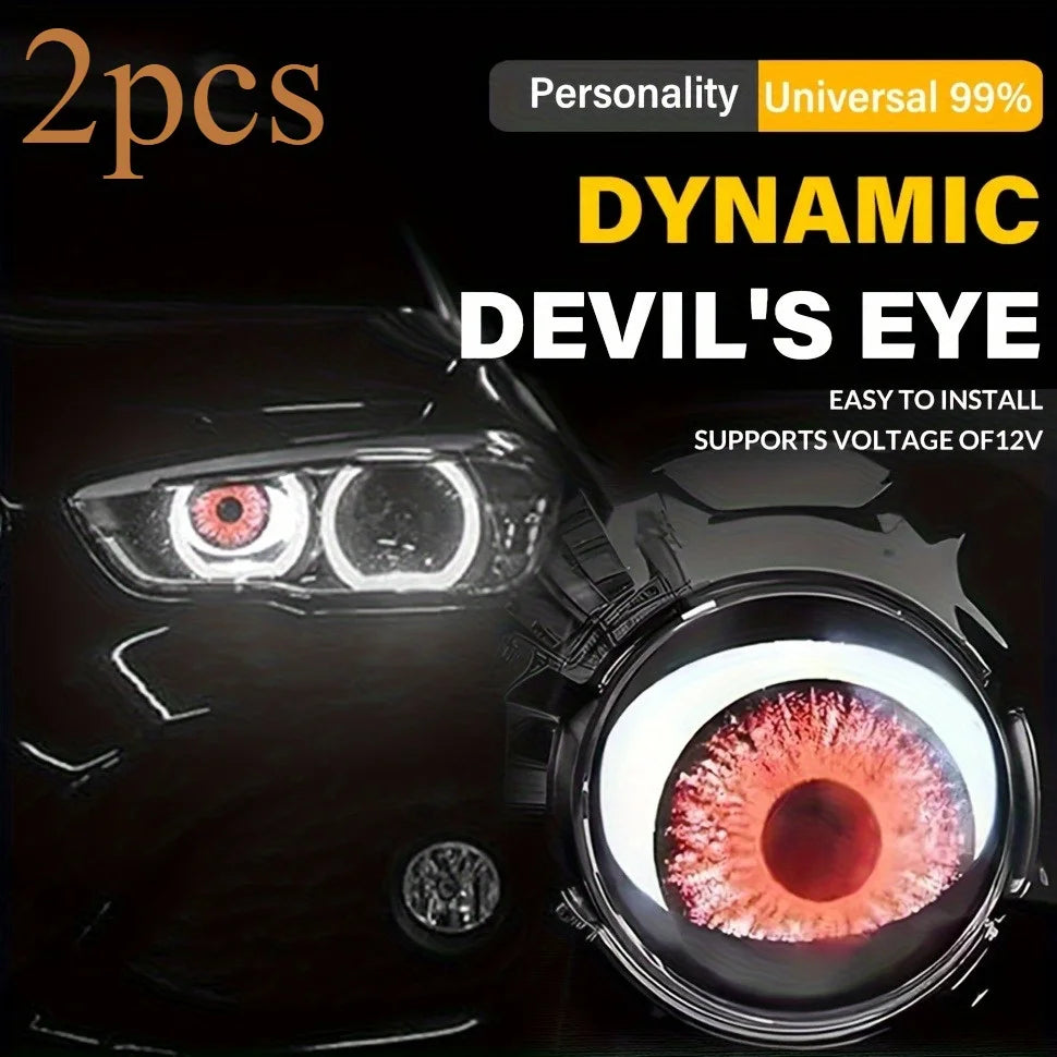 1Pcs/2Pcs dynamic big eye lights, dynamic big eyeball fog lights 6 modes, LED color adjustable, suitable for any car model