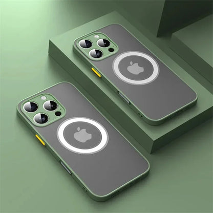 Luxury Armor Matte MagSafe Case – iPhone 11–17 Series