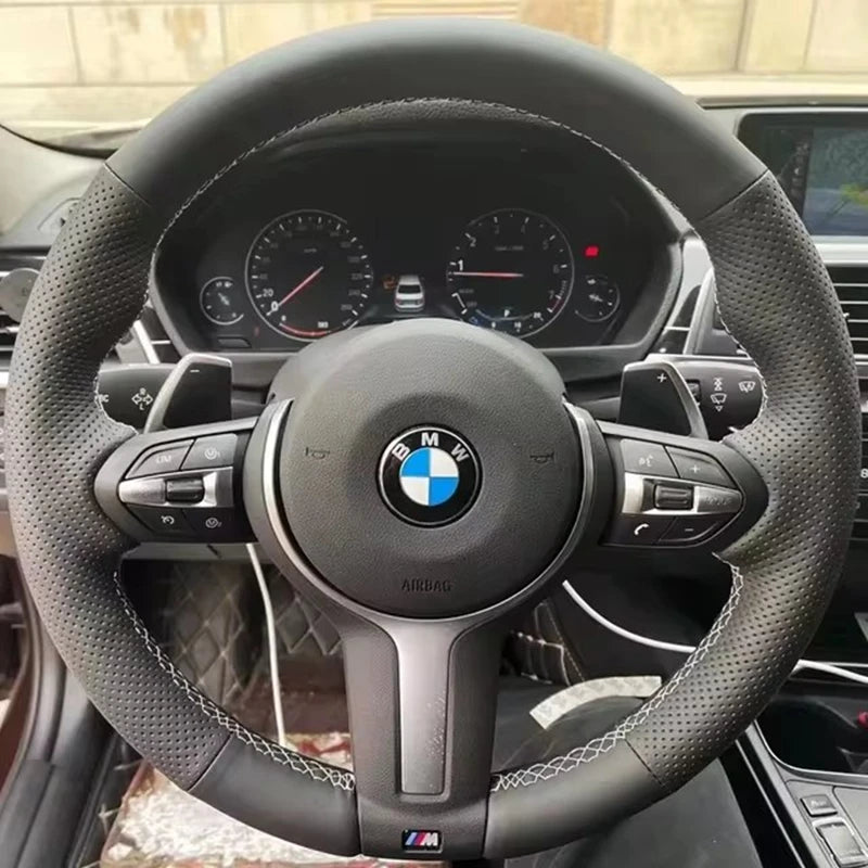 DIY Microfiber Leather Car Steering Wheel Cover For BMW M Sport F06 F10 F15 F16 F20 F21 F25 F30 F32gt F80 F82 X1 X3 x5