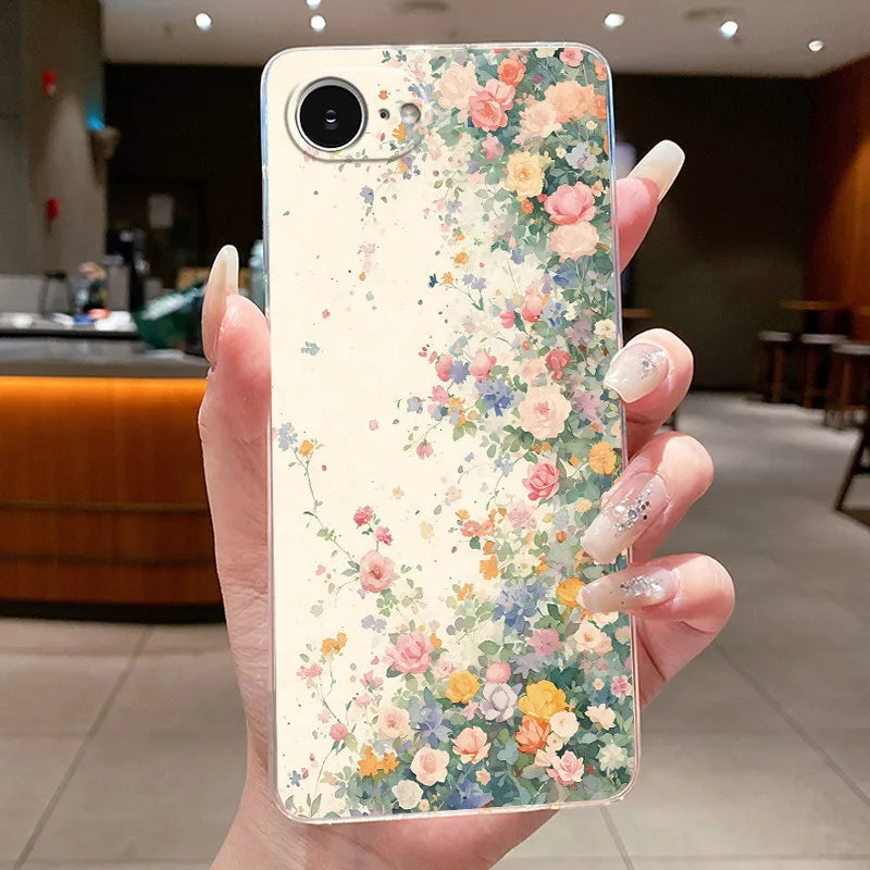 For iPhone 16e Case Clear Luxury Fashion Butterfly Flowers Soft TPU Silicone Jelly Back Cover for Apple iPhone 16e Phone Case