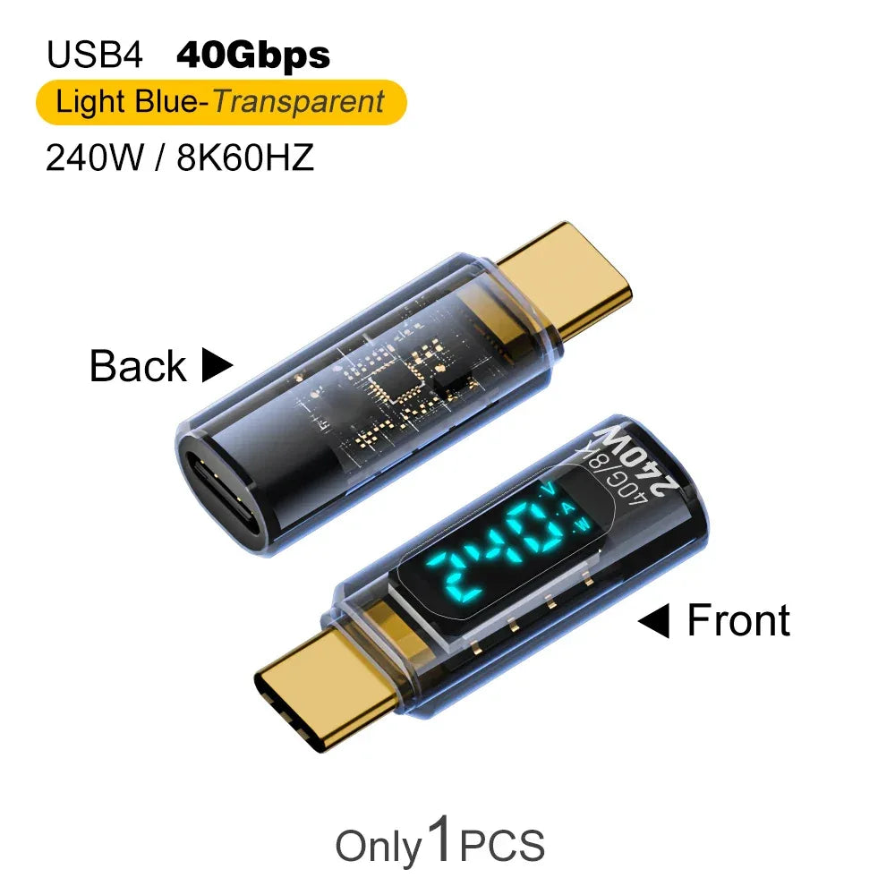USB4 Type-C 40Gbps Adapter with Digital Display 240W 8K