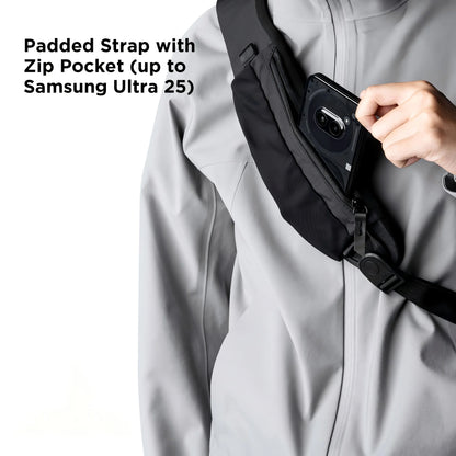 Right Shoulder Chest Bag 7.5L - Crossbody Bag, Sling Backpack - Fits 11' Tablet - Single Shoulder Water Bottle Pocket