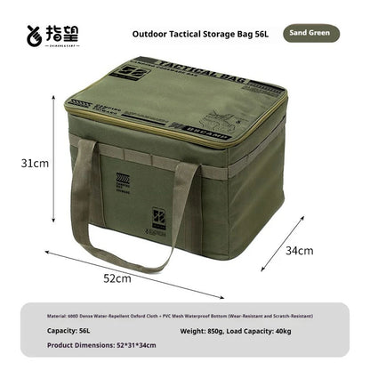 30L/42L/56L Insulated Waterproof Tactical Camping Bag Foldable Outdoor Picnic Tableware Storage Box Large Capacity Field Cookwar