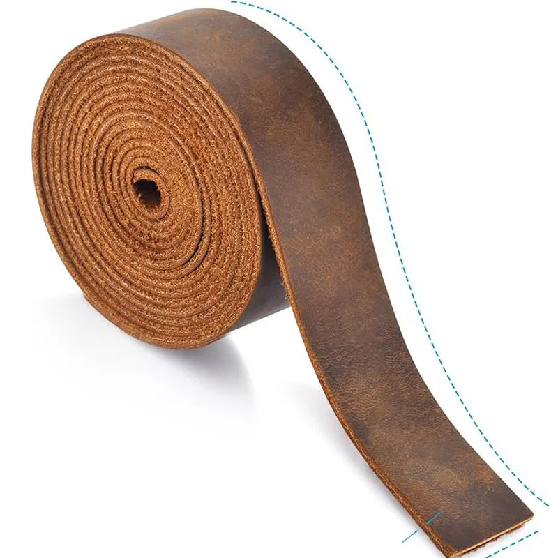 Genuine Leather, Top Grain, Vintage-style Cattlehide Leather Strip, Crazy Horse Leather, Handmade DIY, 1.8mm Thick, Oily Waxed L