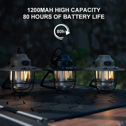 Portable Camping Lanterns Retro Hanging Tent Lamp Waterproof Dimmable Camping Light 1200mAh for Hiking Fishing Emergency Lantern - Urbizia