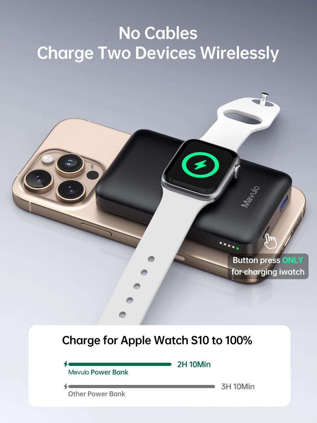 for Magsafe Battery Pack Portable Charger for Apple Watch Ultra/9/8/7/6/5 Wireless Power Bank For iPhone 15/14/13/12 Series