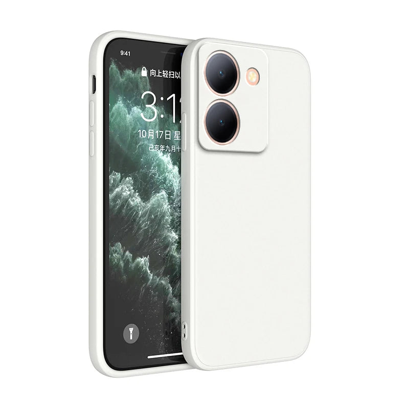 Pure Candy Phone Cover for VIVO Y36 Y27 Y78 4G 5G Luxury Shockproof Original Liquid Silicone Internal Flocking Soft Case Housing