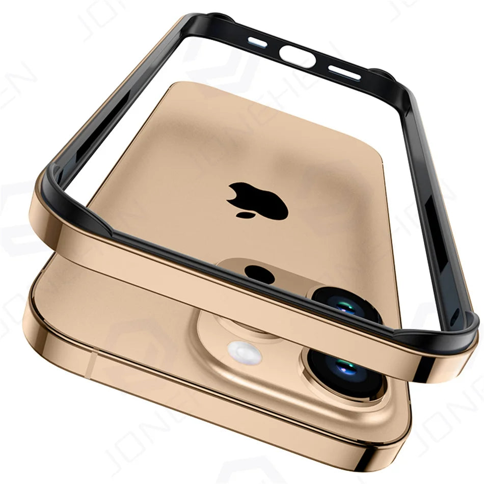 For iPhone 11 12 13 14 15 Plus 16 17 18 Pro Max Bumper Case Hybird Silicone Frame Luxury Light Aluminum Metal For iPhone17 18pro