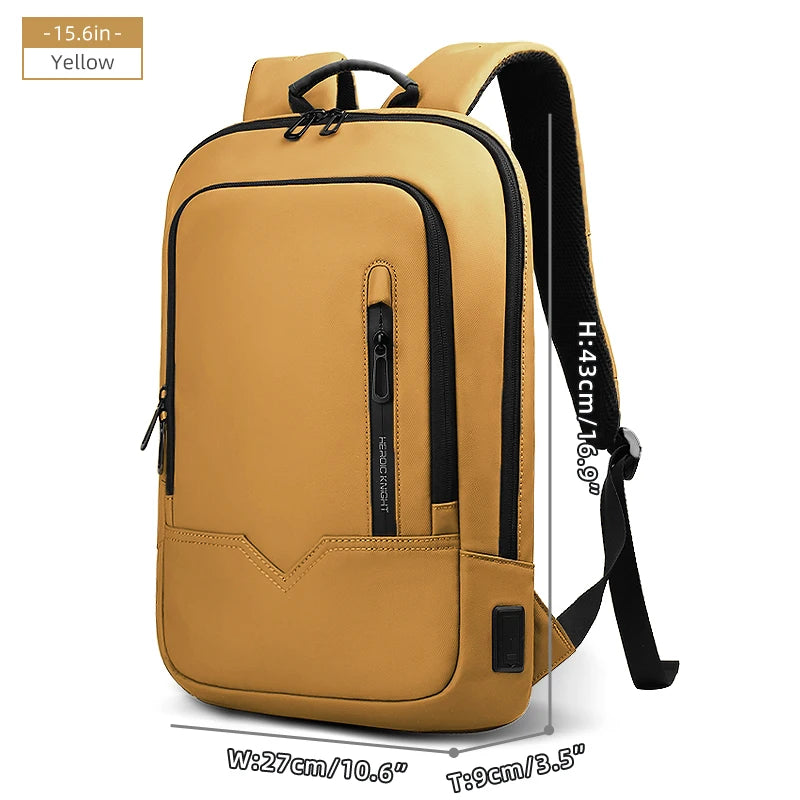 Heroic Knight Thin Male Work Backpack Multifunctional Fashion 15.6 In Laptop Backpack Casual Waterproof Business Travel Daypack