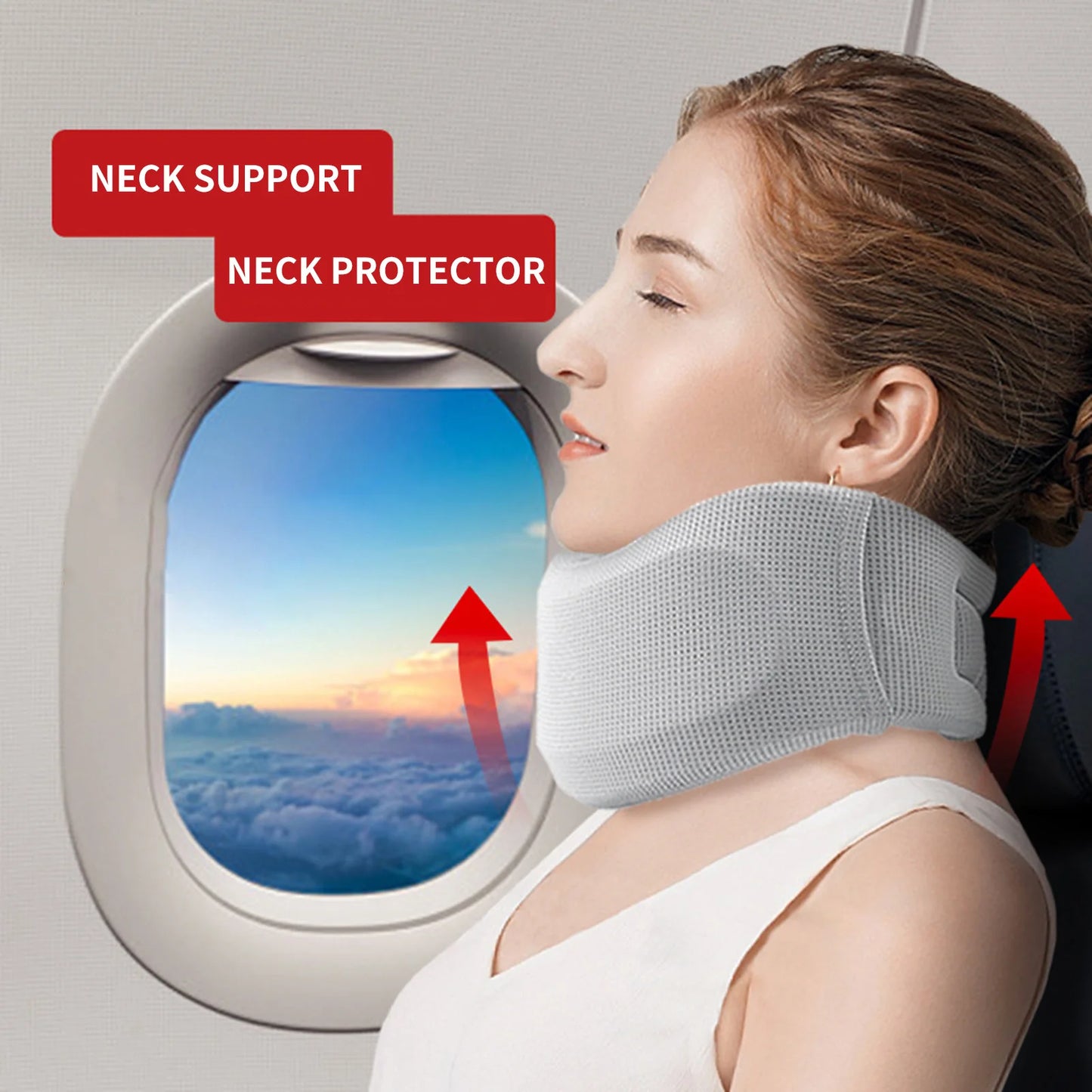 Soft Foam Cervical Neck Collar Adjustable Brace Support with Replacement Cover for Travel Office Sleeping