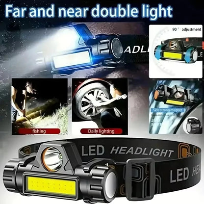 XP-G Q5 Headlamp Head Lamp Headlight Waterproof 2500lm Cob Led Built in Usb Rechargeable 14500 Battery Working Light