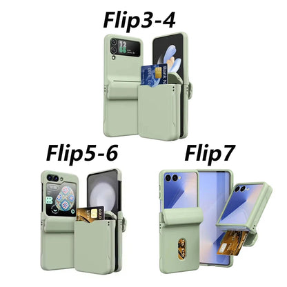 Flip Cover Card Insertion Phone Case For Samsung Galaxy Z Flip 8 Galaxy Z Flip 7 5 4 6 Shockproof Fall Prevention Phone Cover