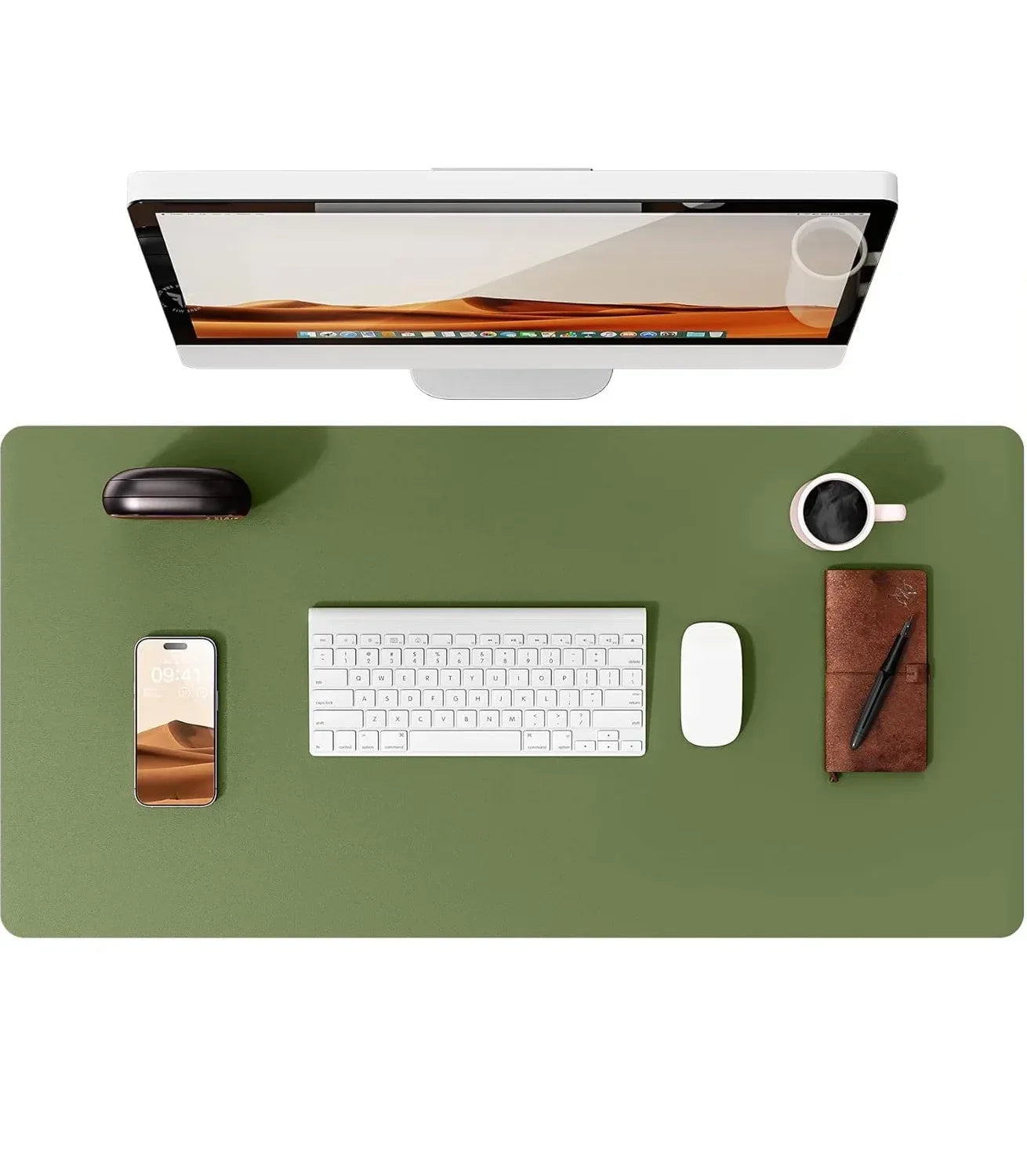 Large Mouse Pad,Office Desk Mat, Leather Desk Pad Protector, Non-Slip PU Leather Desk Blotter, Laptop Desk Pad - Urbizia