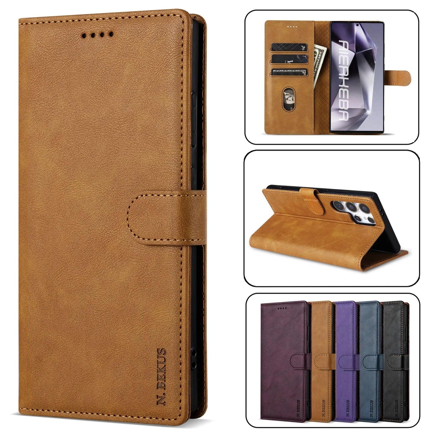 Business Leather Flip Wallet Case for Samsung Galaxy