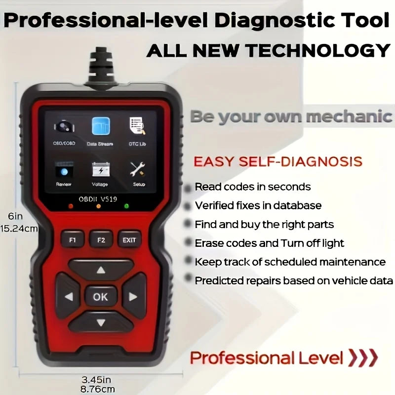 V519 Professional Obd2 Scanner - Usb-Powered Car Diagnostic Tool with Real-Time Data Stream, Full-Featured Obd Ii Testing (I/M Ready, Bod2/Eobd), Clears Engine Fault Lights, Reads/Erases Codes for Most Vehicles, Car Maintenan