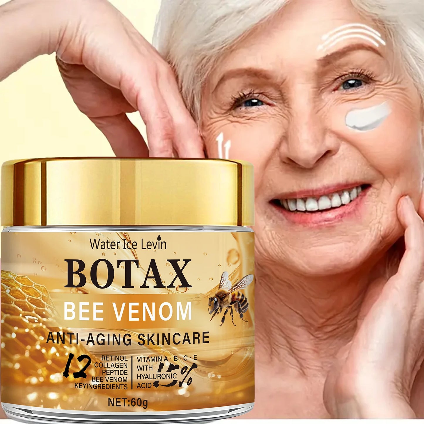 Peptide Bee Venom Cream with Retinol - Plumping Hydration, Vitamin Infusion, Fast Absorption, Winter Skin Renewal