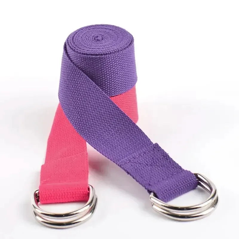 1Pc Yoga Strap For Yoga Pilates Ballet Dance With Adjustable D-Ring Buckle Cotton Yoga Belt For Fitness Daily Stretching - Urbizia