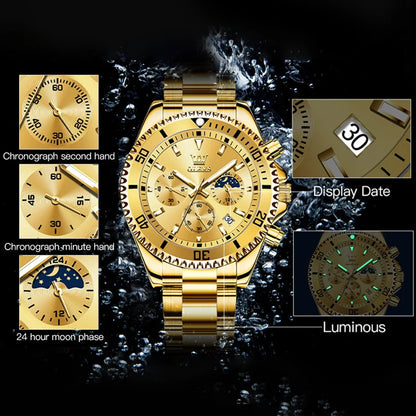 OLEVS 2870 Men's Watch Top Brand Luxury Watch for Men Original Waterproof Stainless Steel Chronograph Moon Phase Date Rota Dial