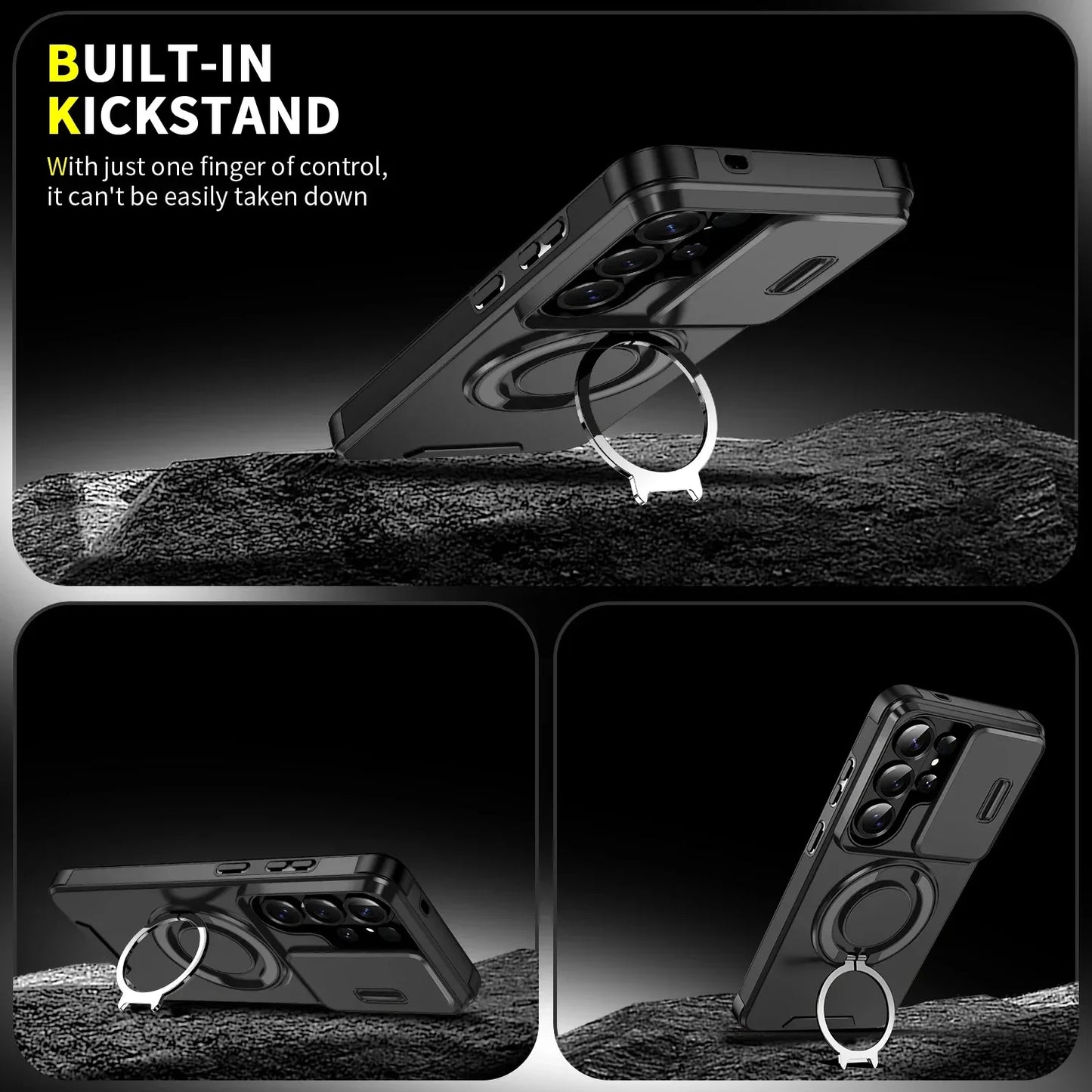 Magnetic Sliding Window Bracket Case for Samsung Galaxy