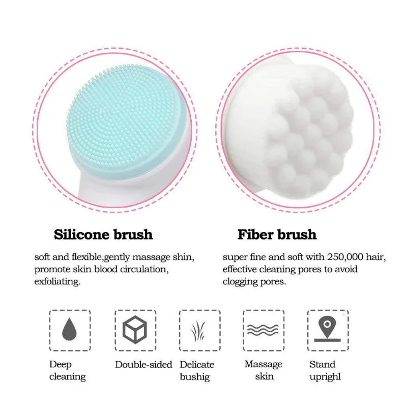 Double-Sided Silicone Facial Cleansing Brush