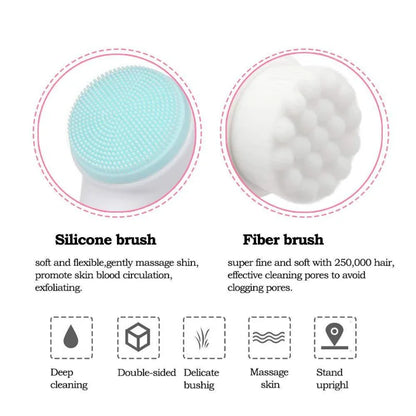 Double-Sided Silicone Facial Cleansing Brush