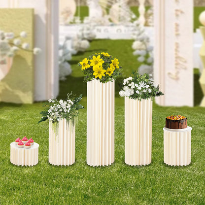 5PCS Wedding Party Flower Stand Cylinder Foldable Cardboard Centerpiece Dessert Table Columns Display Stand 20cm-100cm