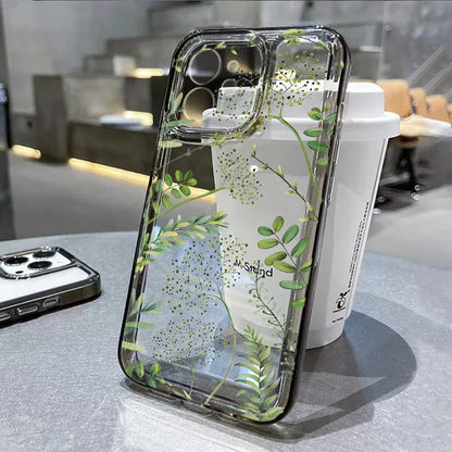 Floral Shockproof Transparent Silicone Phone Case for iPhone