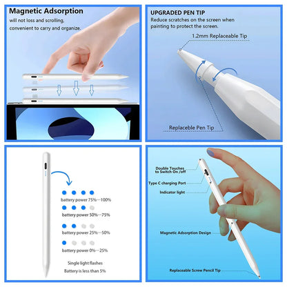 iPad Stylus Pen with Palm Rejection & LED Display