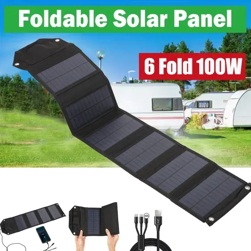 60W 80W 100W Foldable Solar Panel 5V USB Portable Folding Bag Battery Charger for Phone Outdoor Camping Waterproof Power Bank - Urbizia