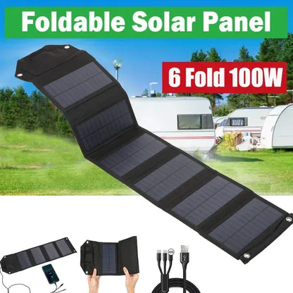 60W 80W 100W Foldable Solar Panel 5V USB Portable Folding Bag Battery Charger for Phone Outdoor Camping Waterproof Power Bank - Urbizia